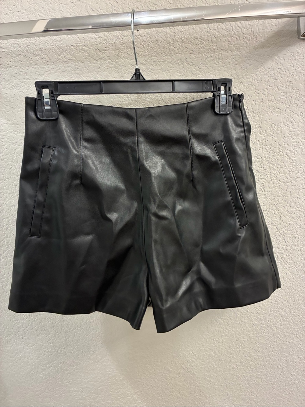 eesome Black Faux Leather High-Waist Shorts